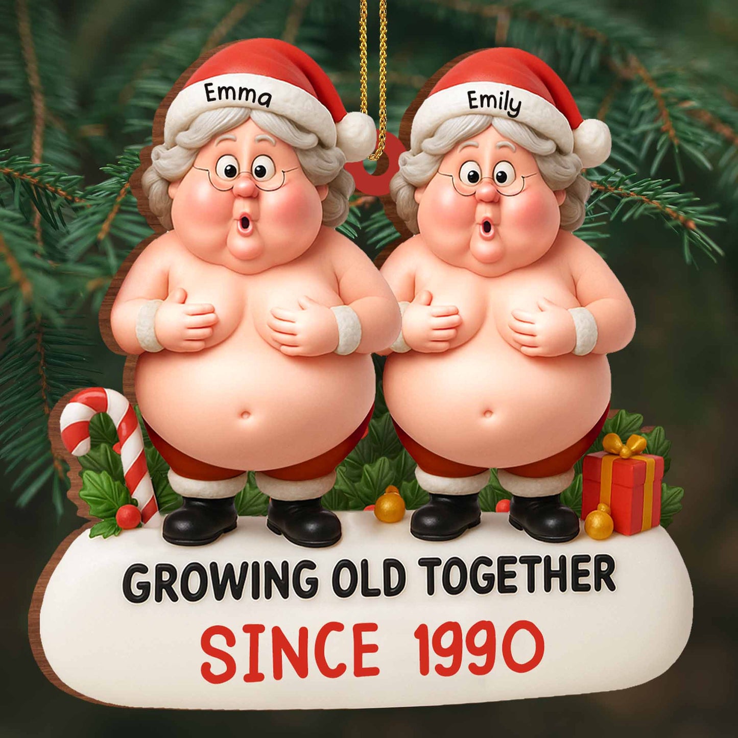 Growing Old Together, Santa Hats, Elderly Couple