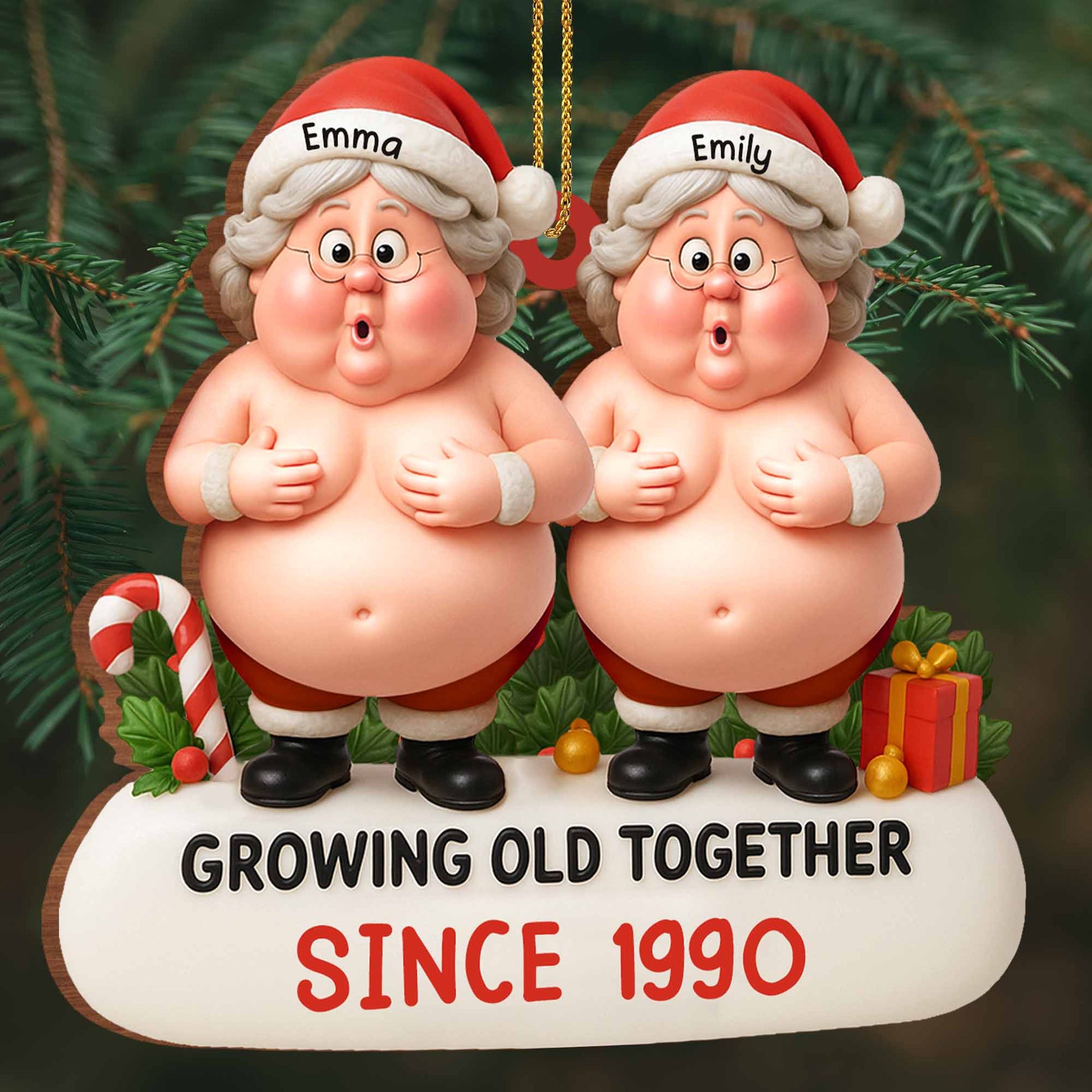 Growing Old Together, Santa Hats, Elderly Couple