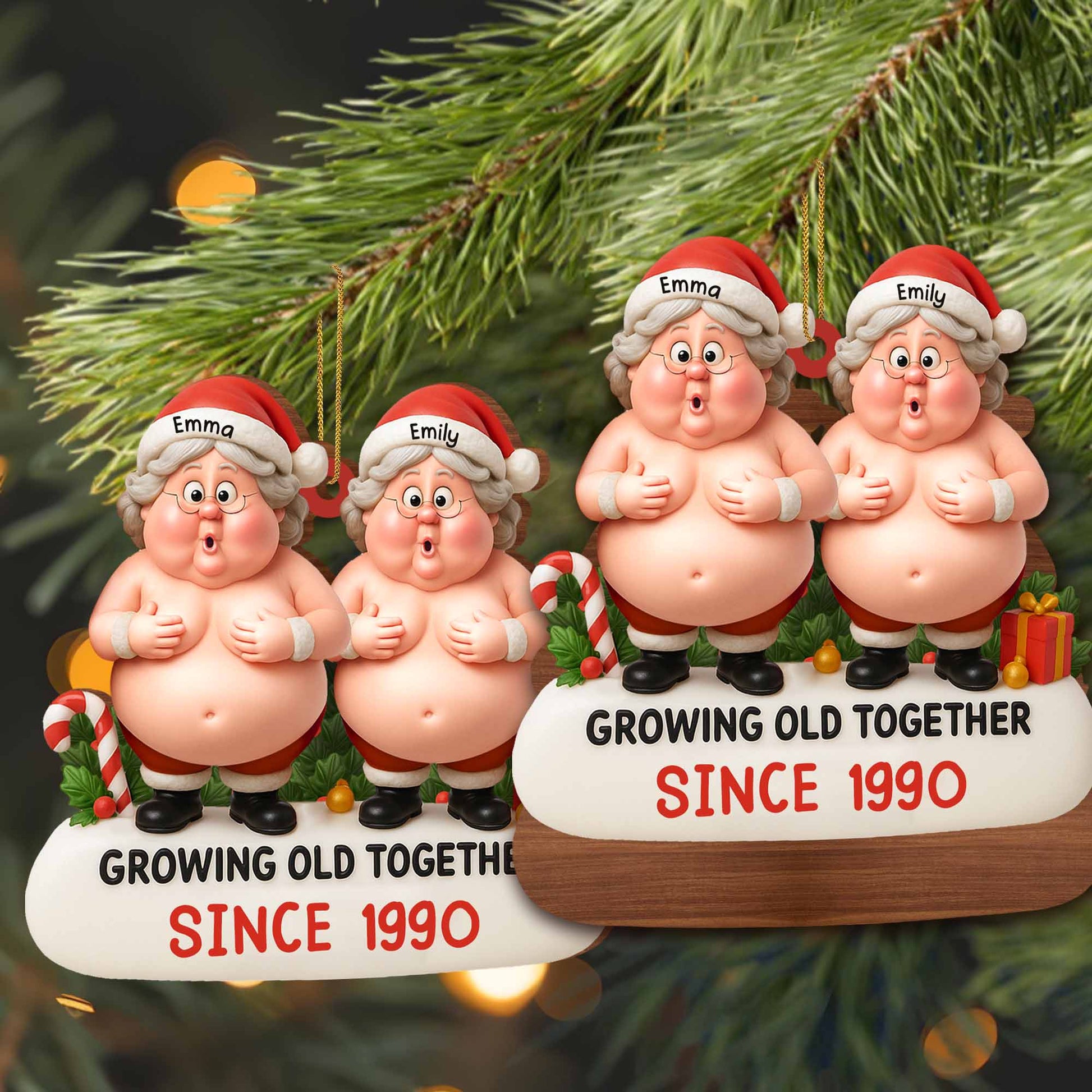 Growing Old Together, Santa Hats, Elderly Couple