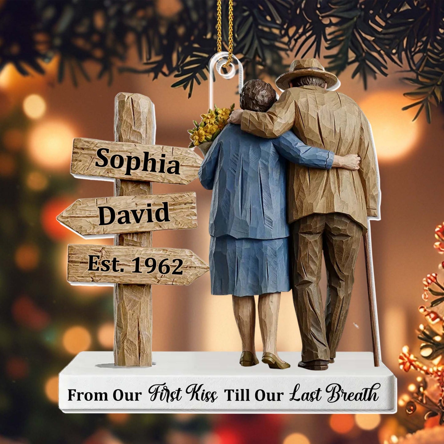 From Our First Kiss Till Our Last Breath, Couple And Wooden Sign