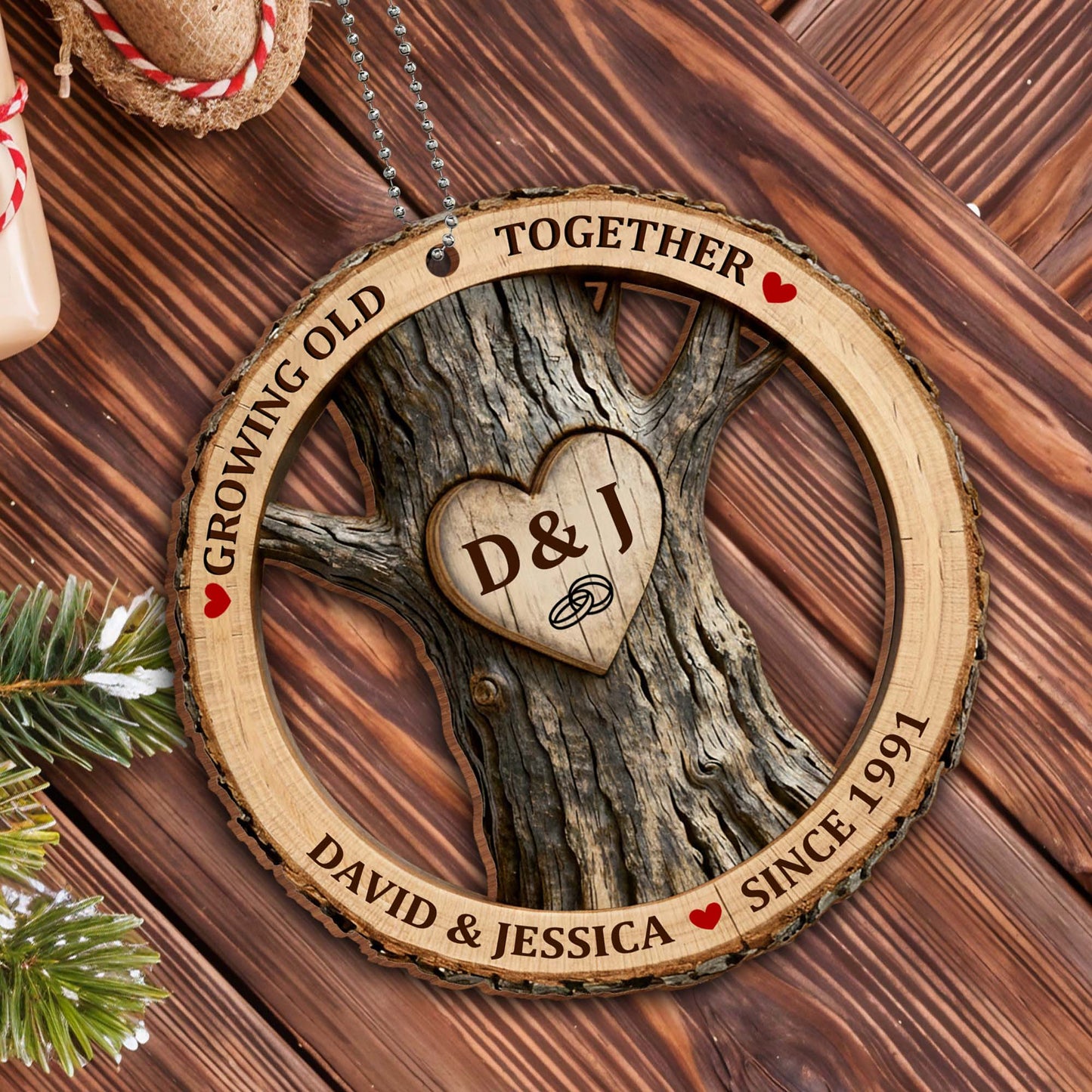 Growing Old Together Wood Heart Design