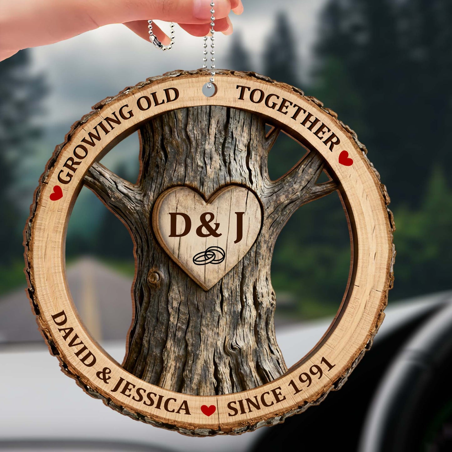 Growing Old Together Wood Heart Design