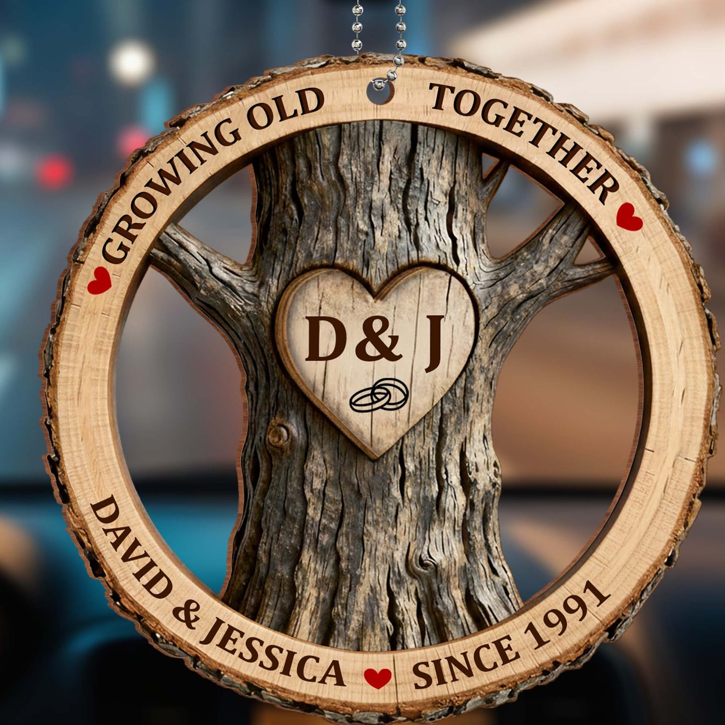Growing Old Together Wood Heart Design