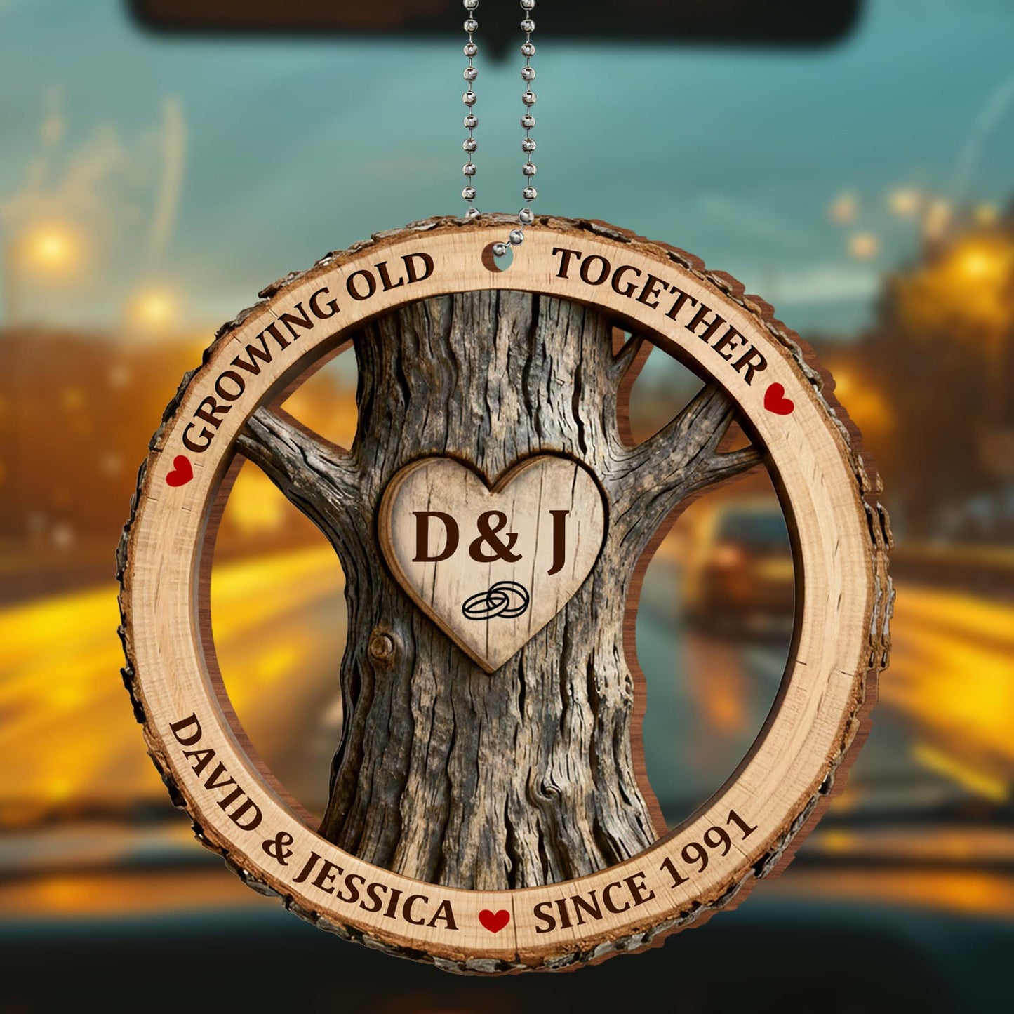 Growing Old Together Wood Heart Design