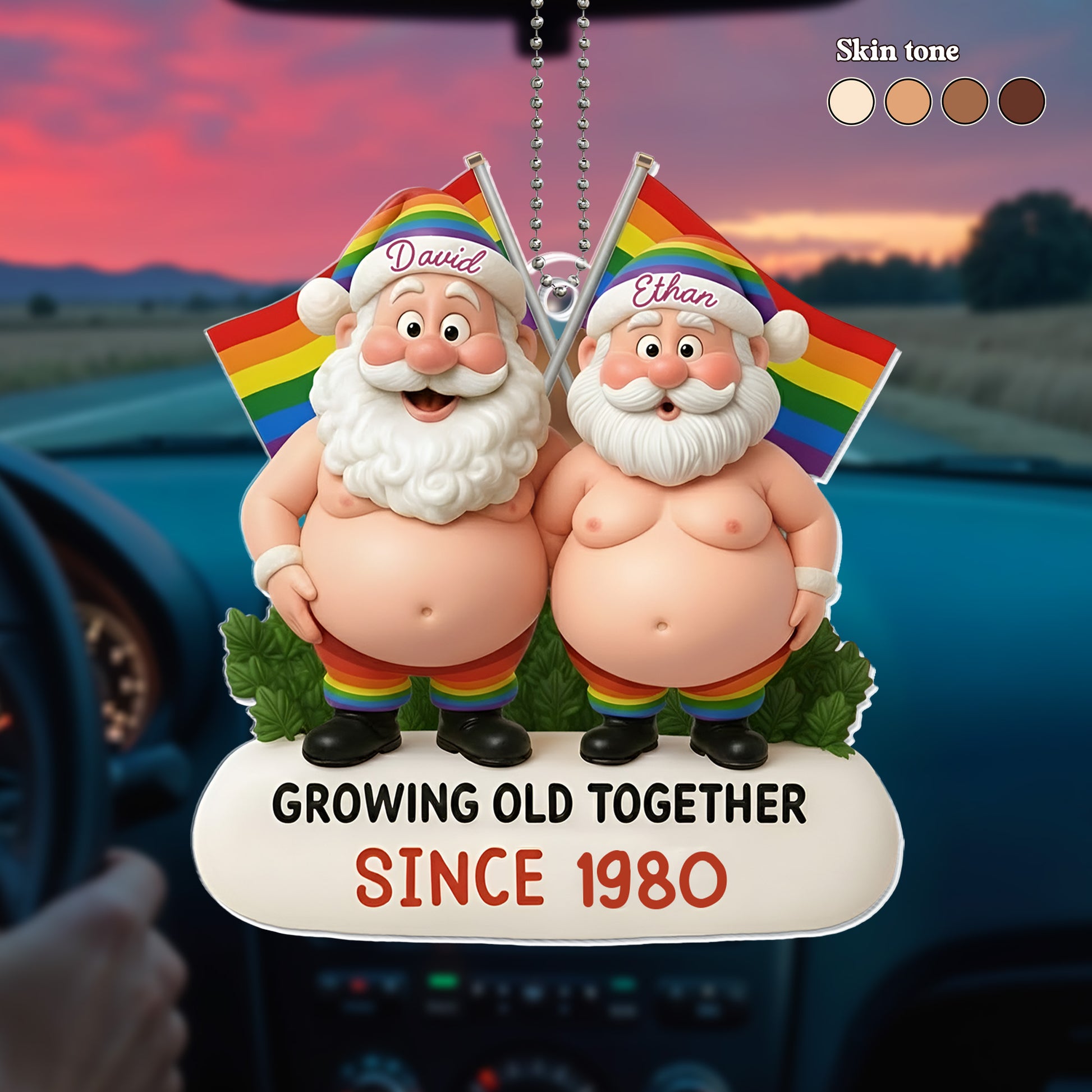 Growing Old Together With Santa And Rainbow Flag