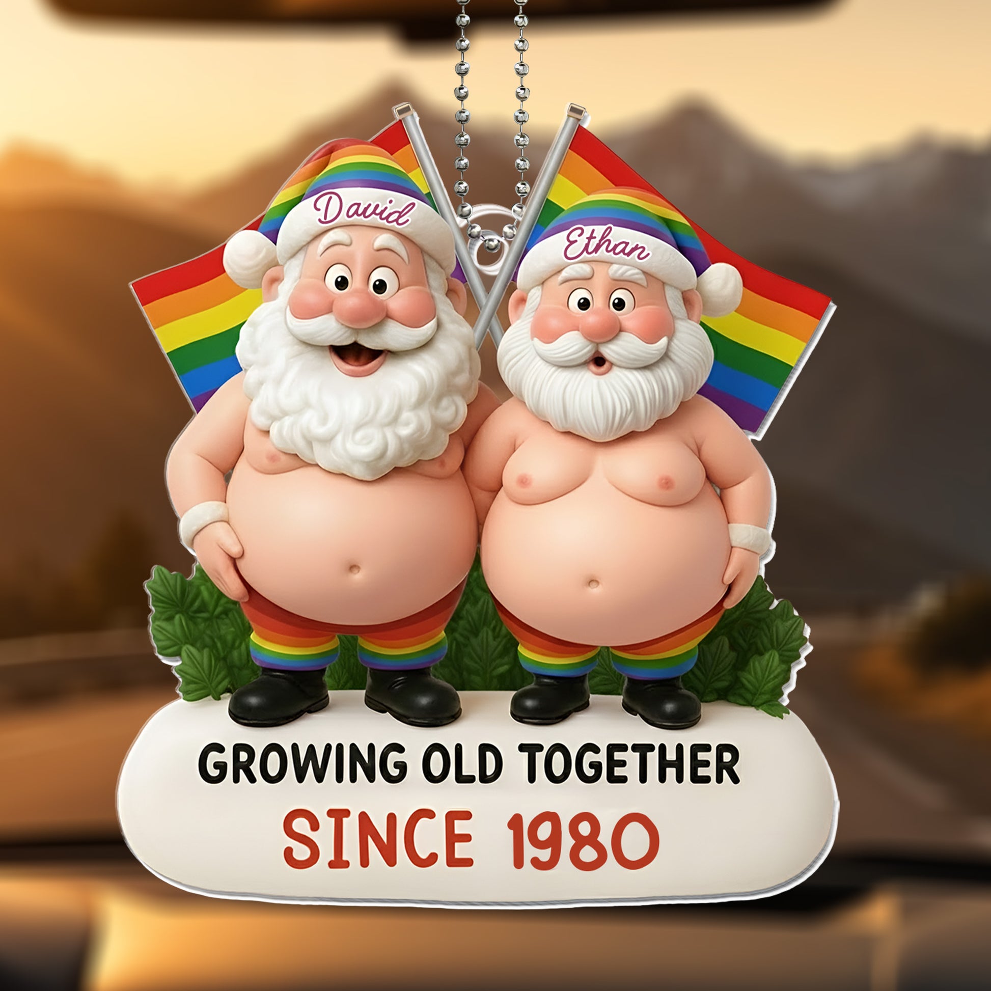 Growing Old Together With Santa And Rainbow Flag