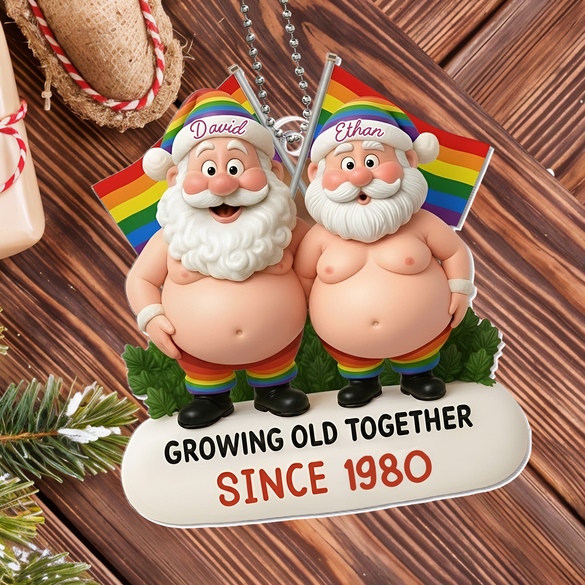 Growing Old Together With Santa And Rainbow Flag