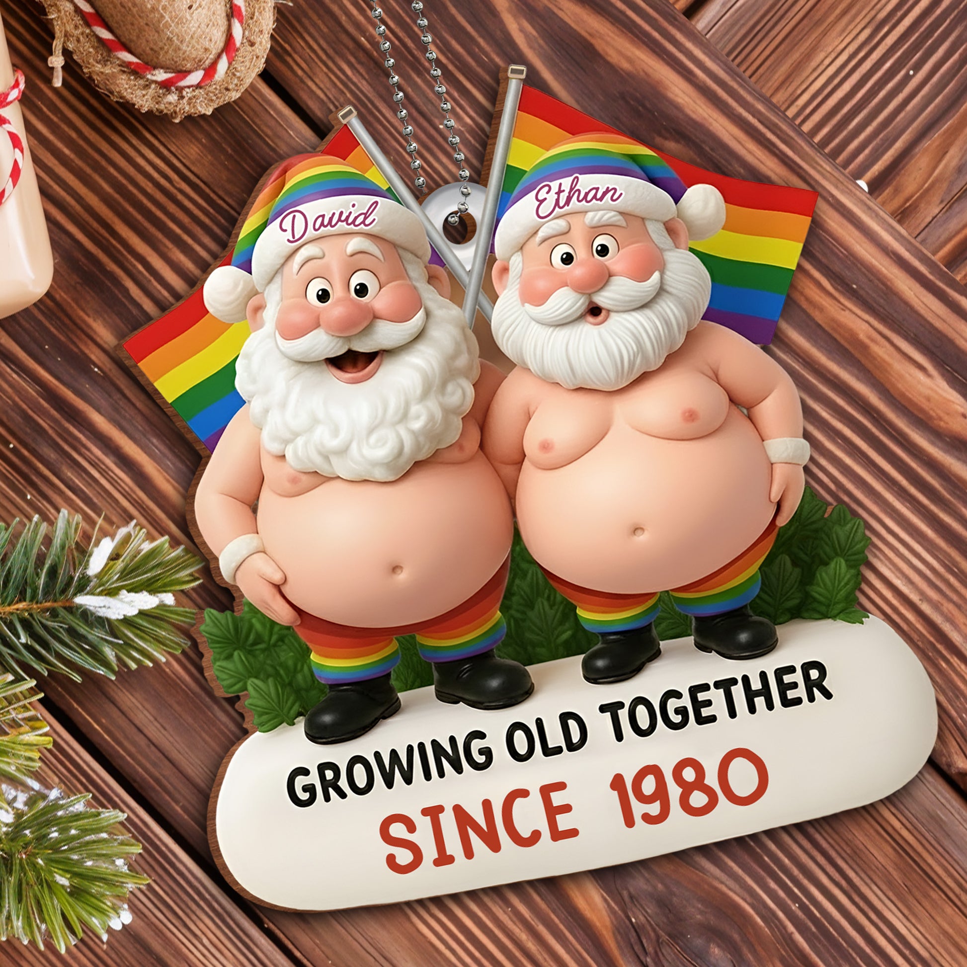 Growing Old Together, Rainbow LGBTQ+ Flag Ornament