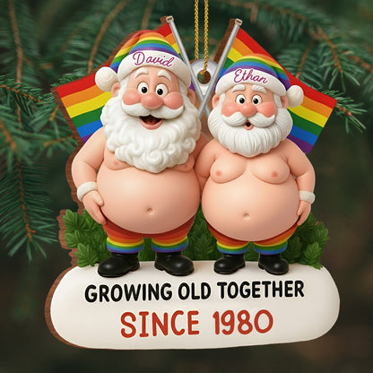Growing Old Together, Santa Hats And Rainbow Flag