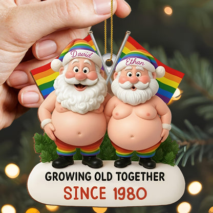 Growing Old Together, Santa Hats And Rainbow Flag