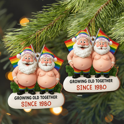 Growing Old Together, Santa Hats And Rainbow Flag