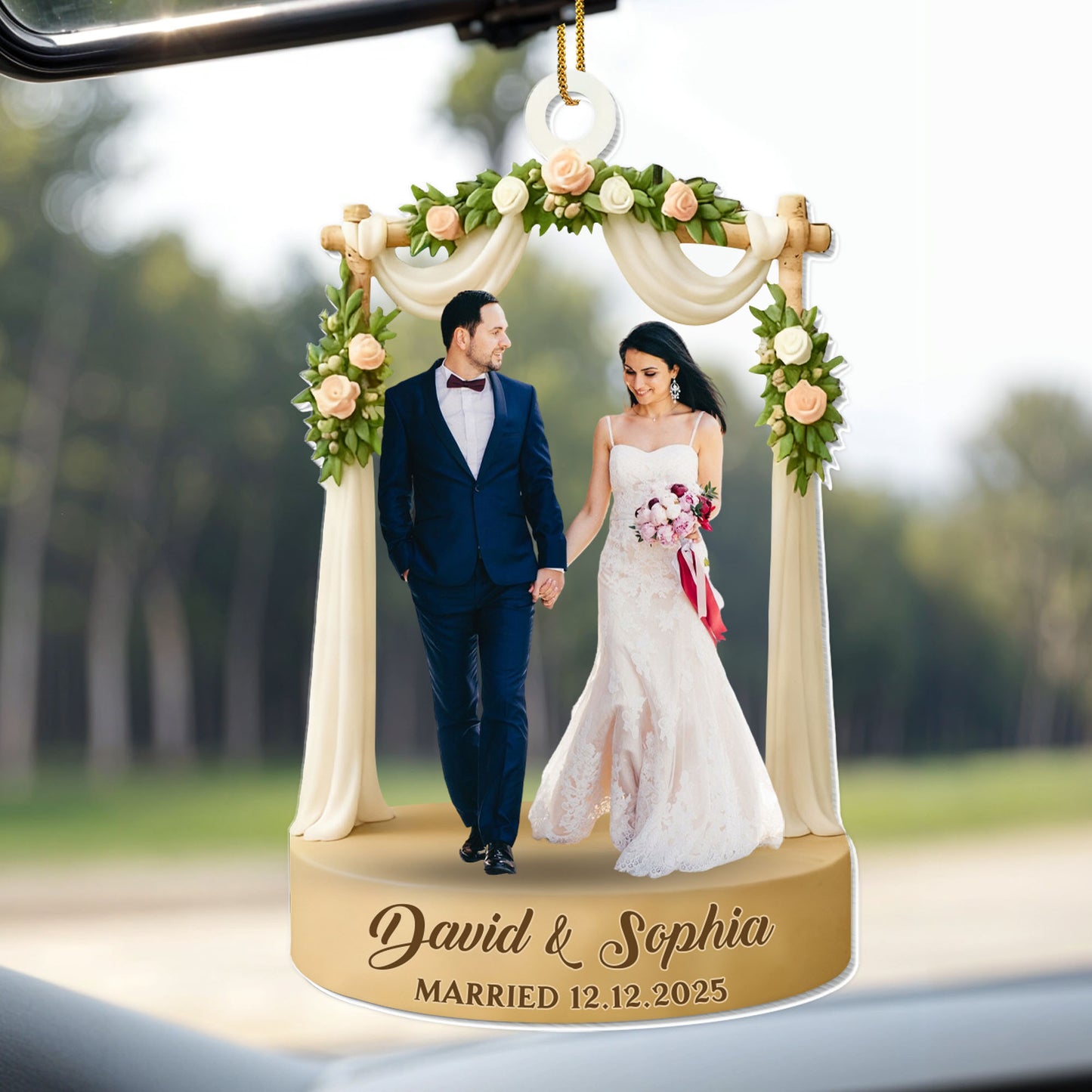 Celebrate Your Love With Wedding Arch And Roses - Personalized Custom Acrylic Ornament, Christmas Gift - CPL1066_ACO