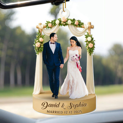 Celebrate Your Love With Wedding Arch And Roses - Personalized Custom Acrylic Ornament, Christmas Gift - CPL1066_ACO