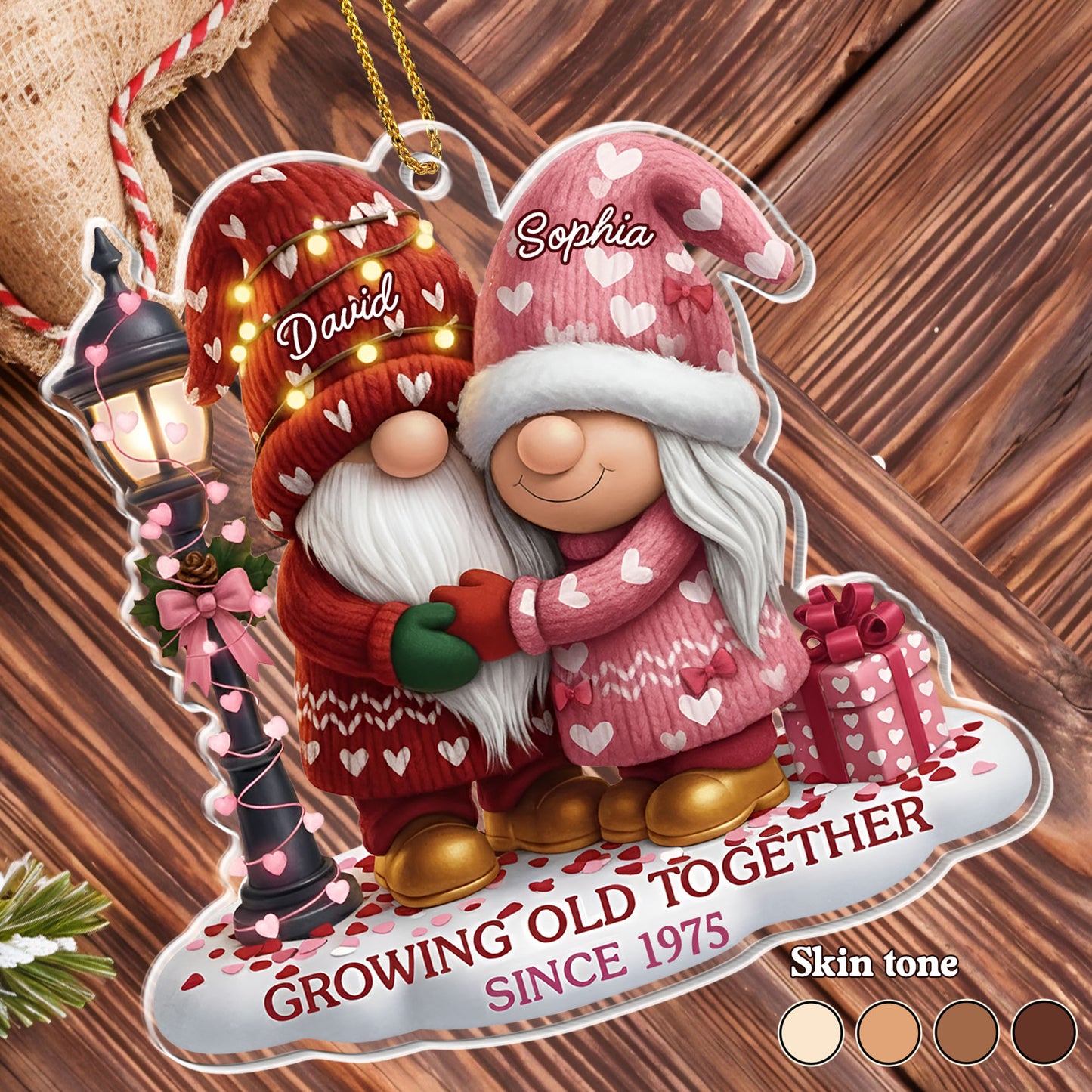 Growing Old Together With Elderly Couple And Hearts