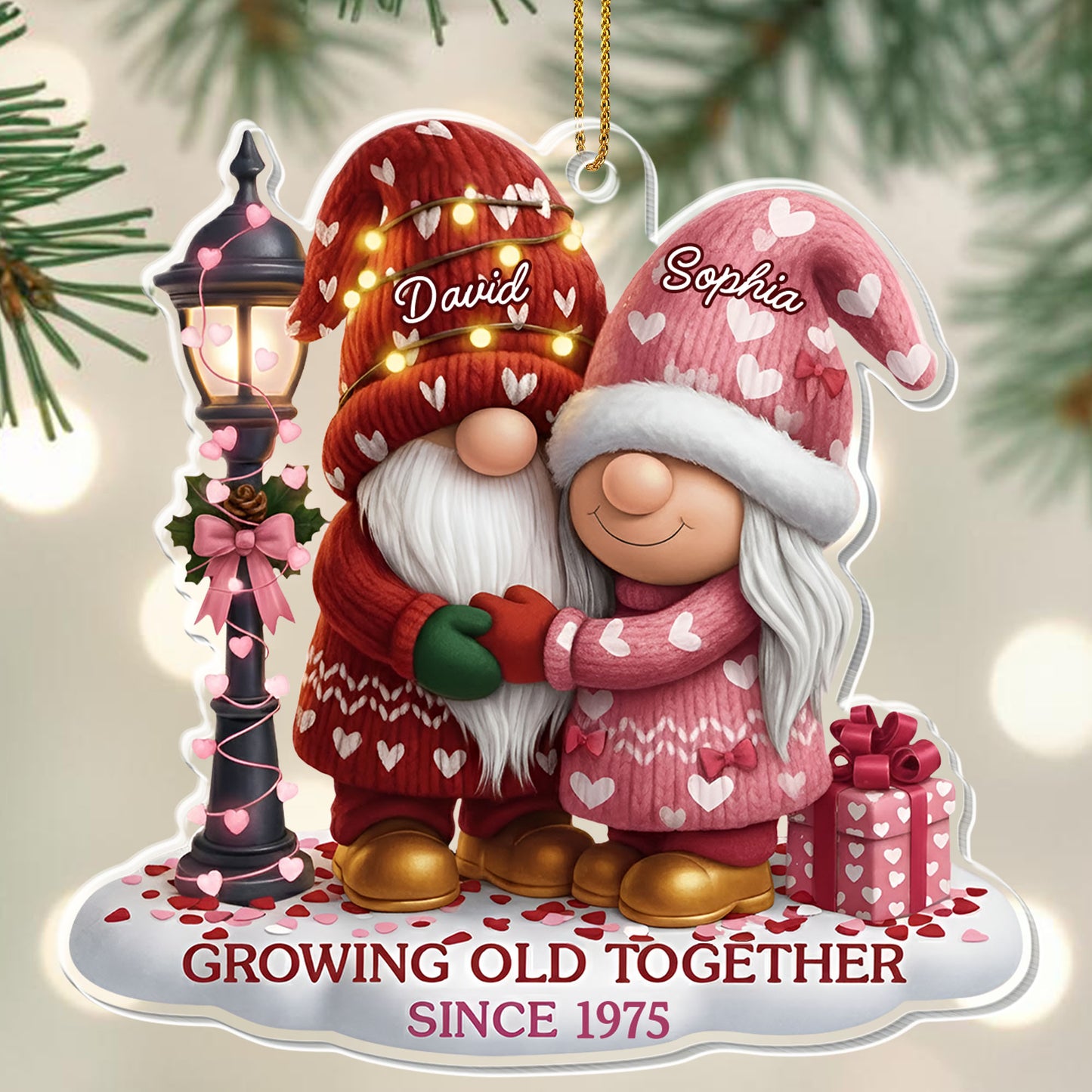 Growing Old Together With Elderly Couple And Hearts
