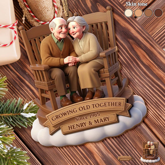 Growing Old Together, Elderly Couple On Rocking Chair