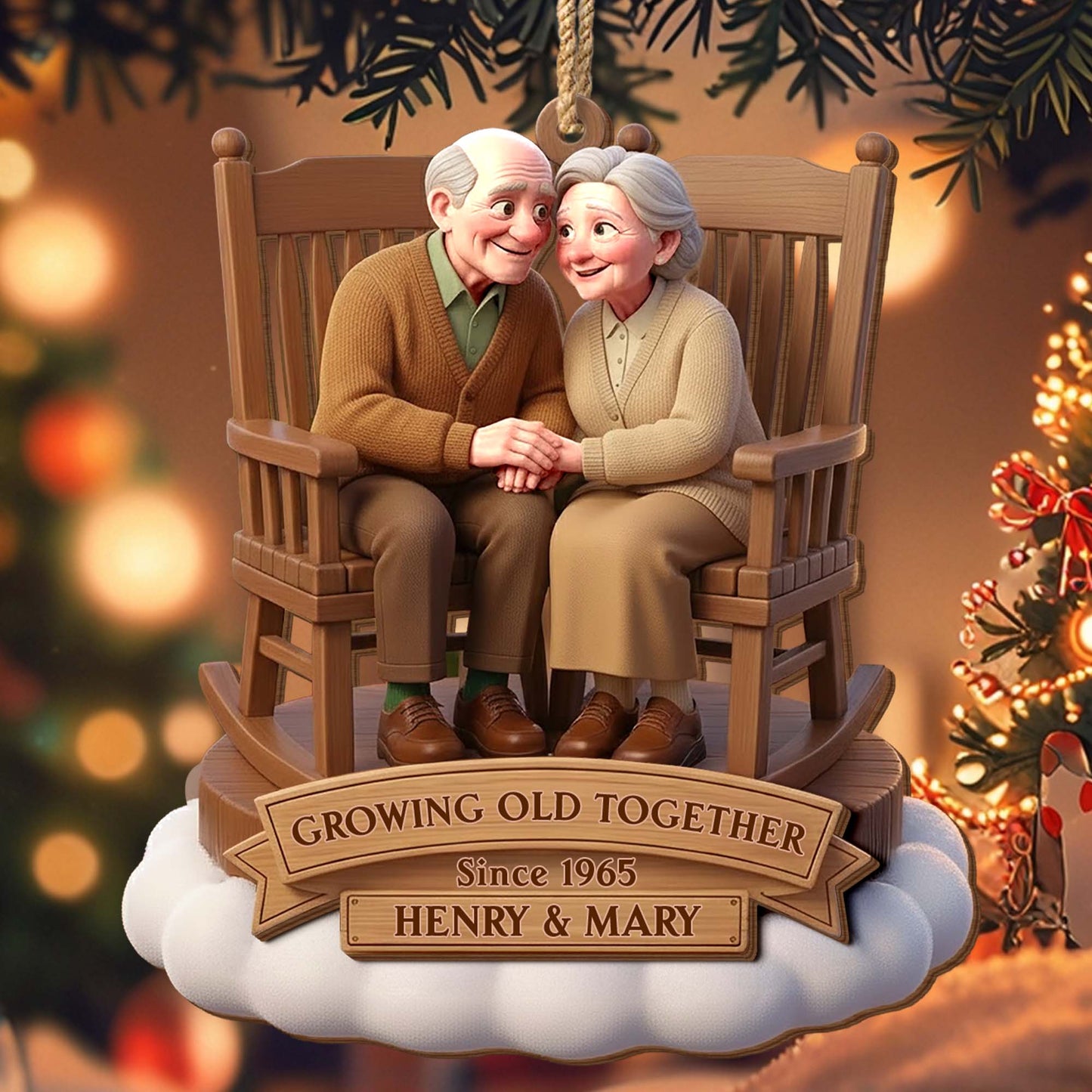 Growing Old Together, Elderly Couple On Rocking Chair