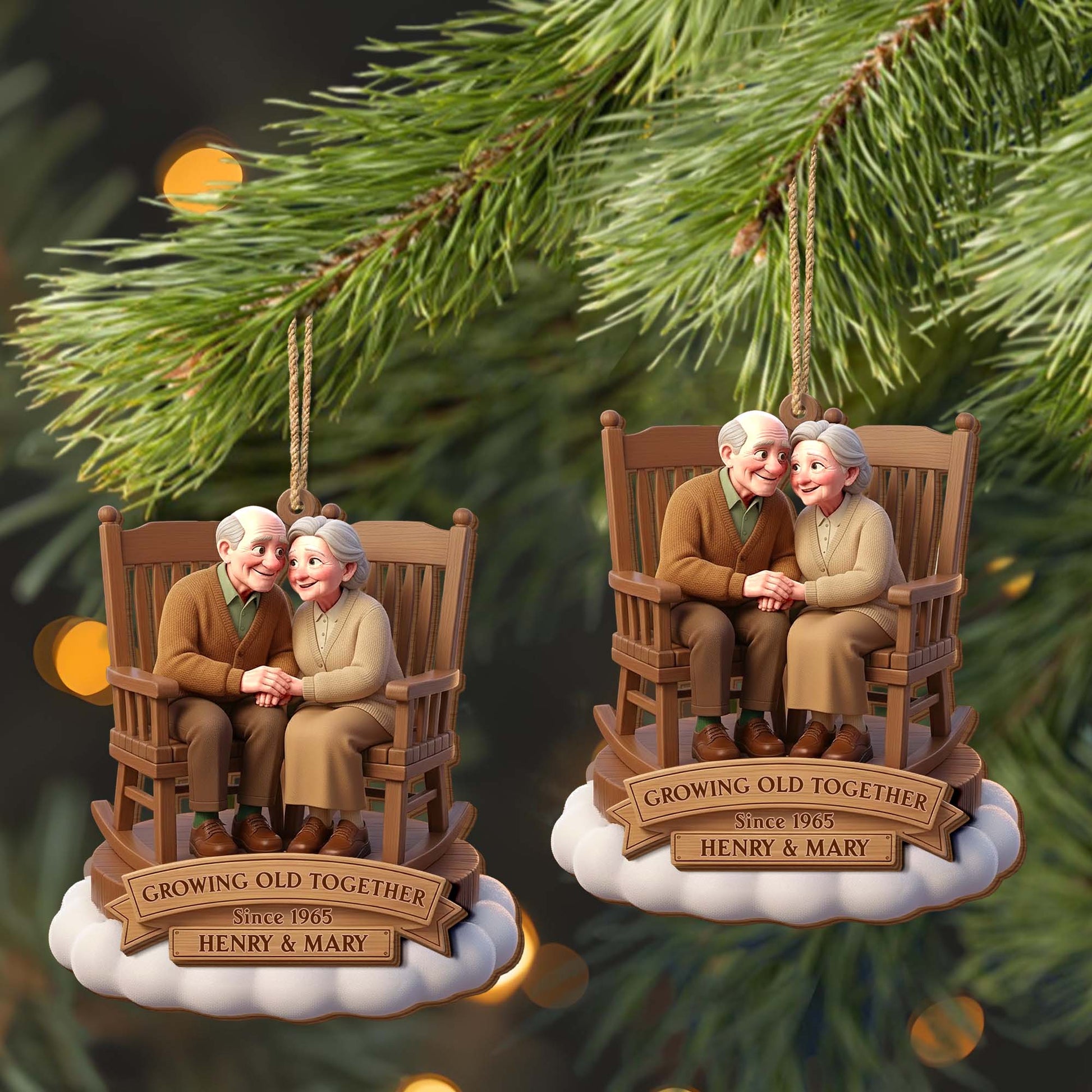 Growing Old Together, Elderly Couple On Rocking Chair