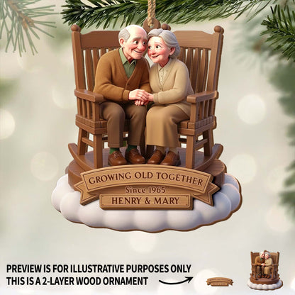 Growing Old Together, Elderly Couple On Rocking Chair