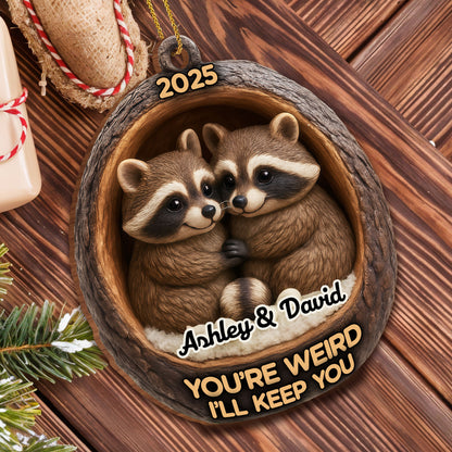 You're Weird I'll Keep You, Raccoons In Tree Trunk