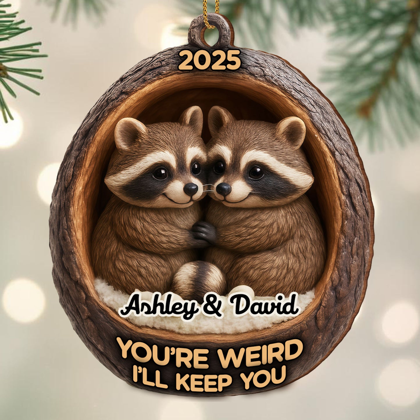 You're Weird I'll Keep You, Raccoons In Tree Trunk