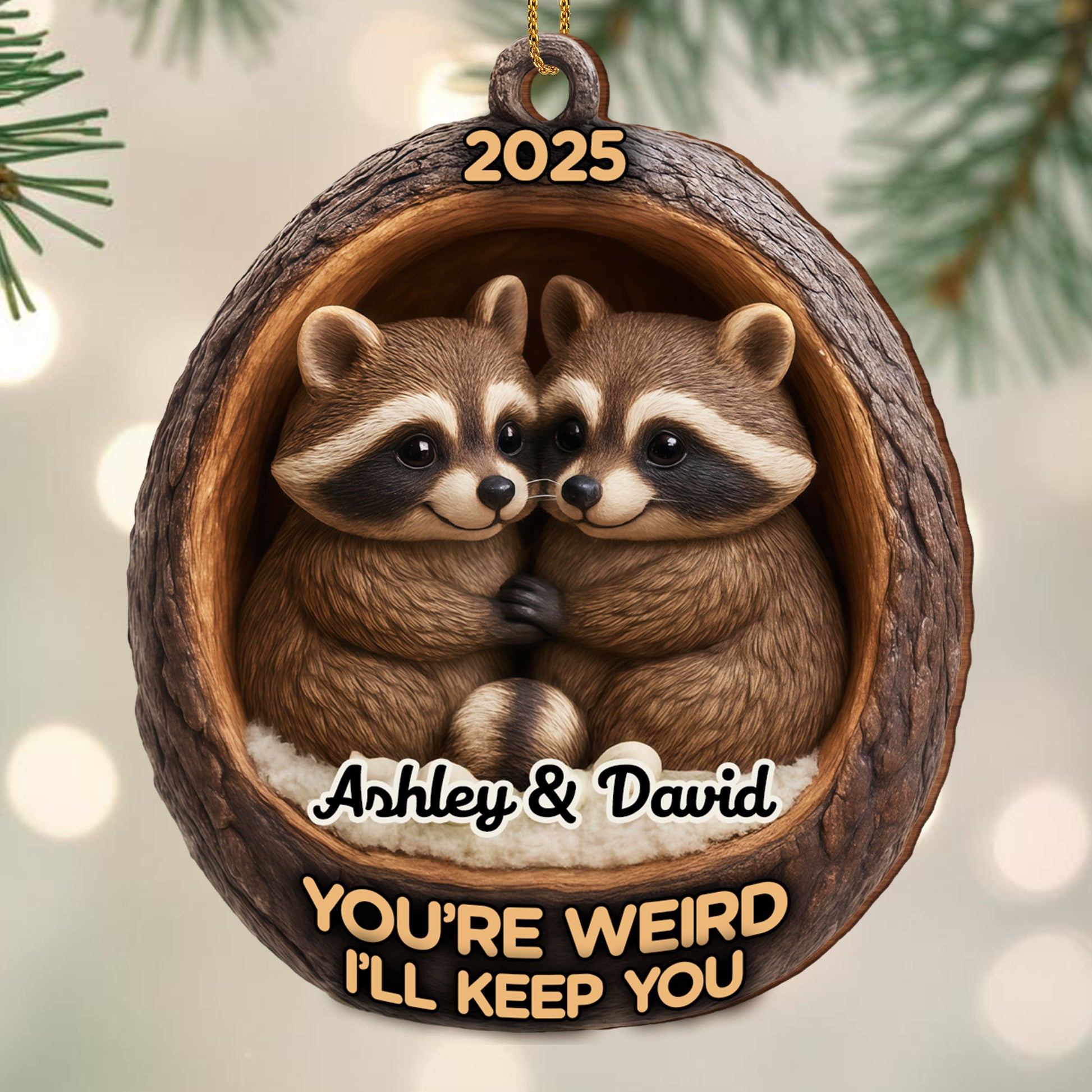 You're Weird I'll Keep You, Raccoons In Tree Trunk