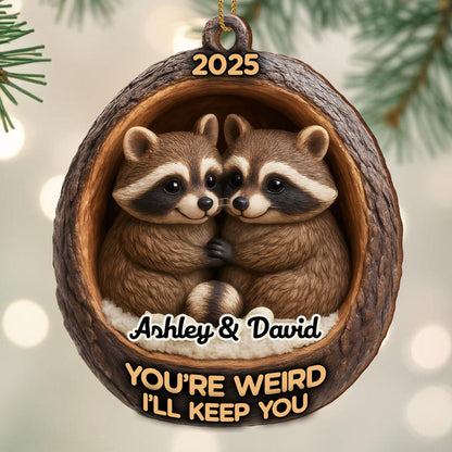 You're Weird I'll Keep You, Raccoons In Tree Trunk