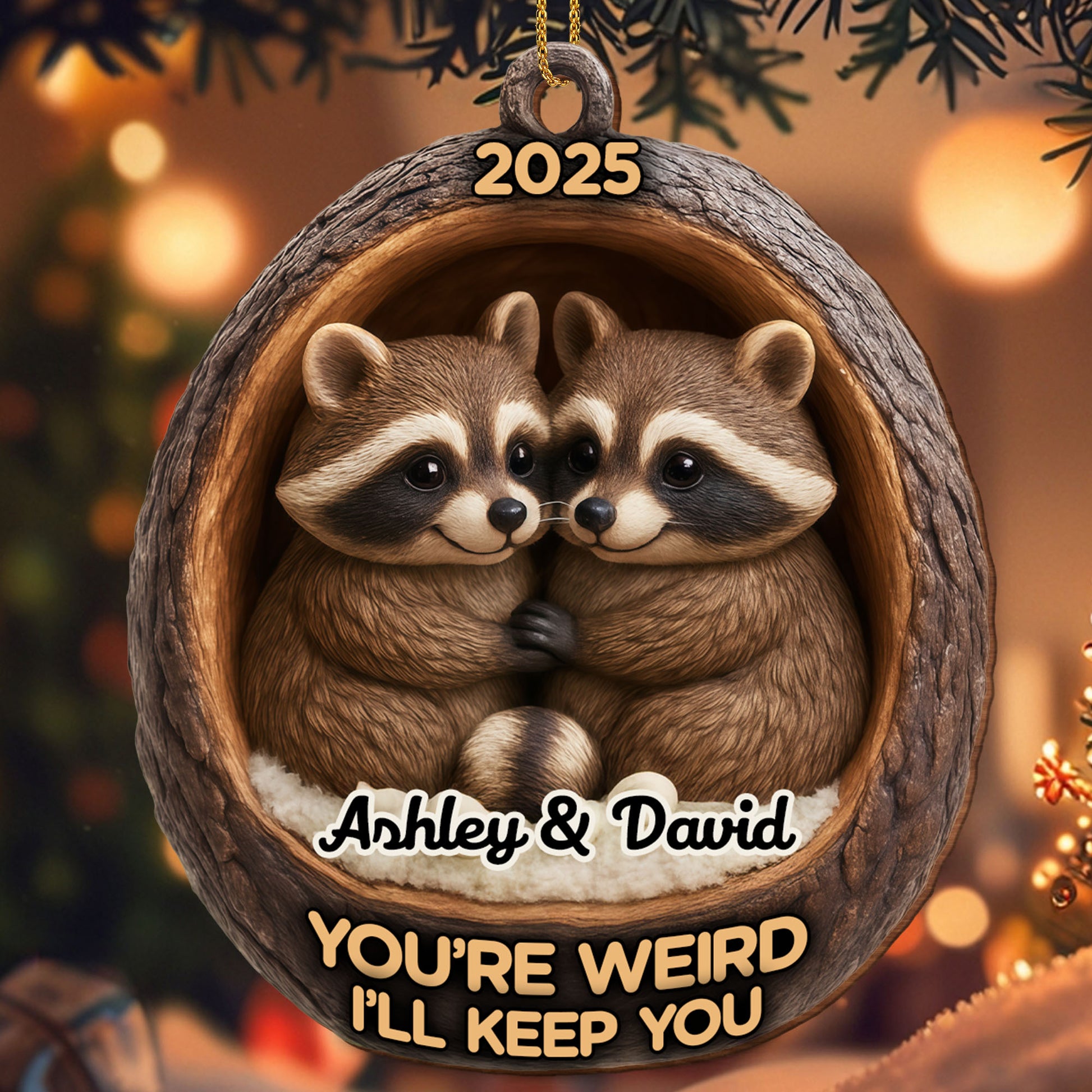 You're Weird I'll Keep You, Raccoons In Tree Trunk