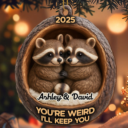 You're Weird I'll Keep You, Raccoons In Tree Trunk