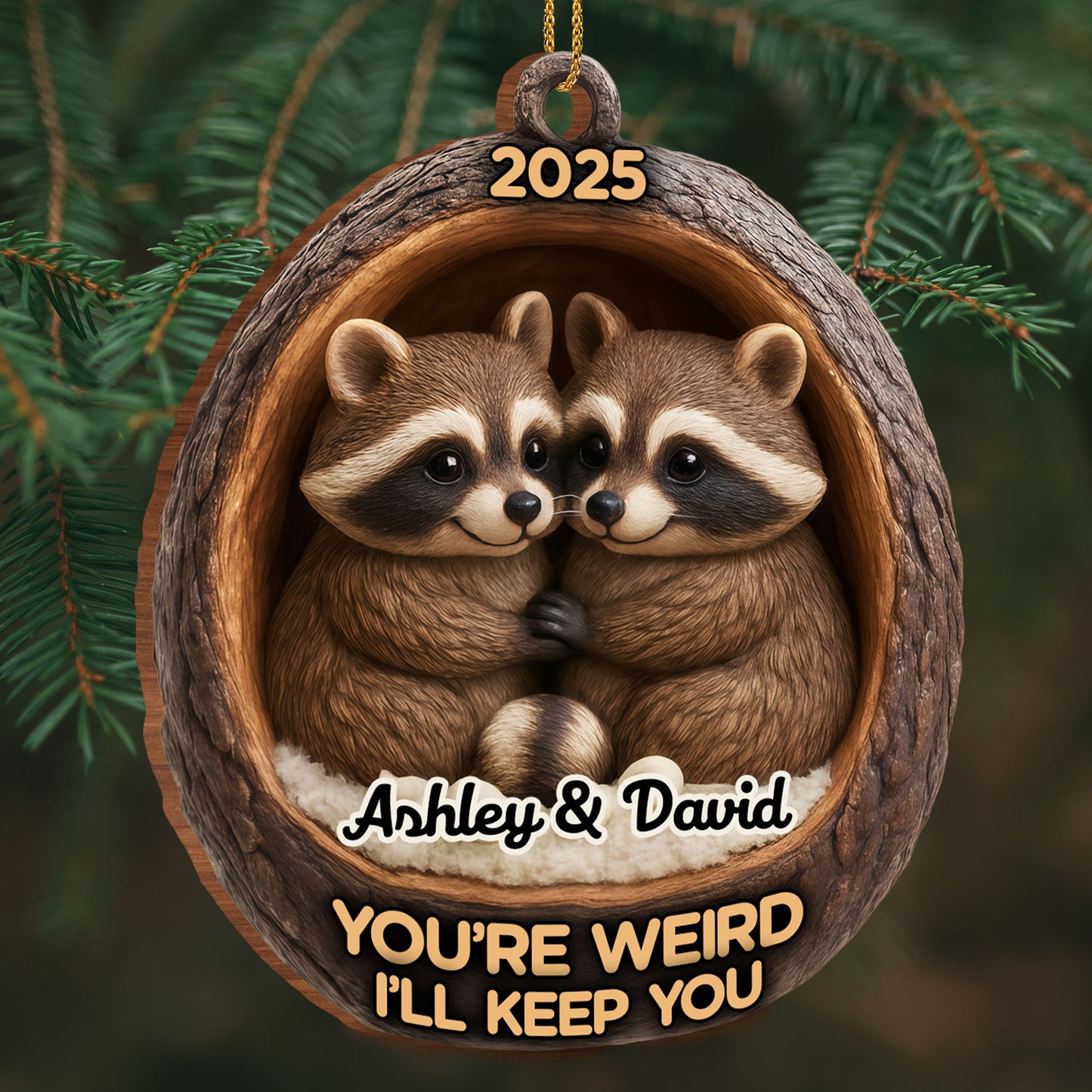 You're Weird I'll Keep You, Raccoons In Tree Trunk