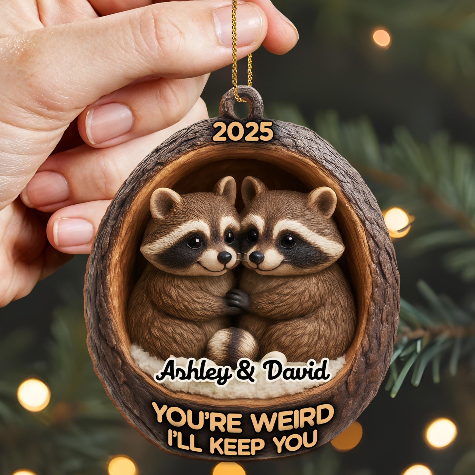 You're Weird I'll Keep You, Raccoons In Tree Trunk