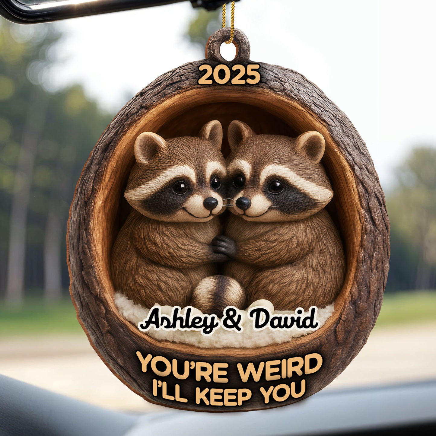 You're Weird I'll Keep You, Raccoons In Tree Trunk