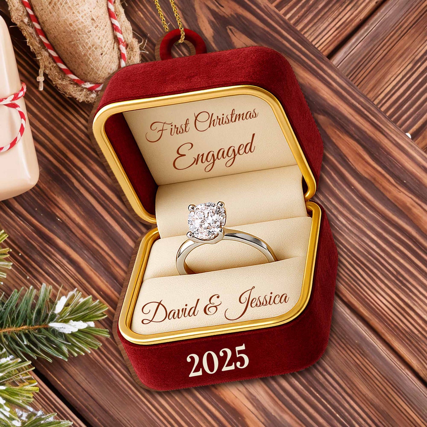 First Christmas Engaged, Engagement Ring In Box