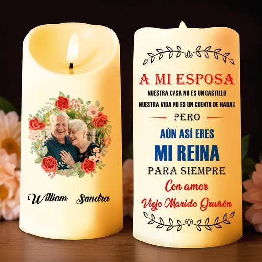 Eres Mi Reina Para Siempre With Roses And Laurels Design - Personalized Custom LED Candle - CPL107_LECA