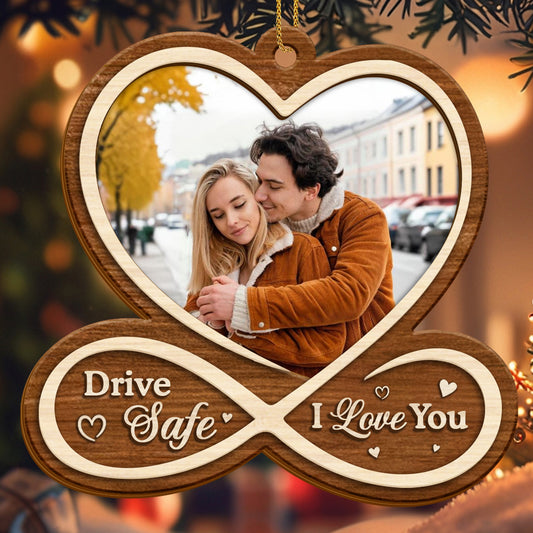 Infinity Love And Safe Travel Custom Wood Ornament