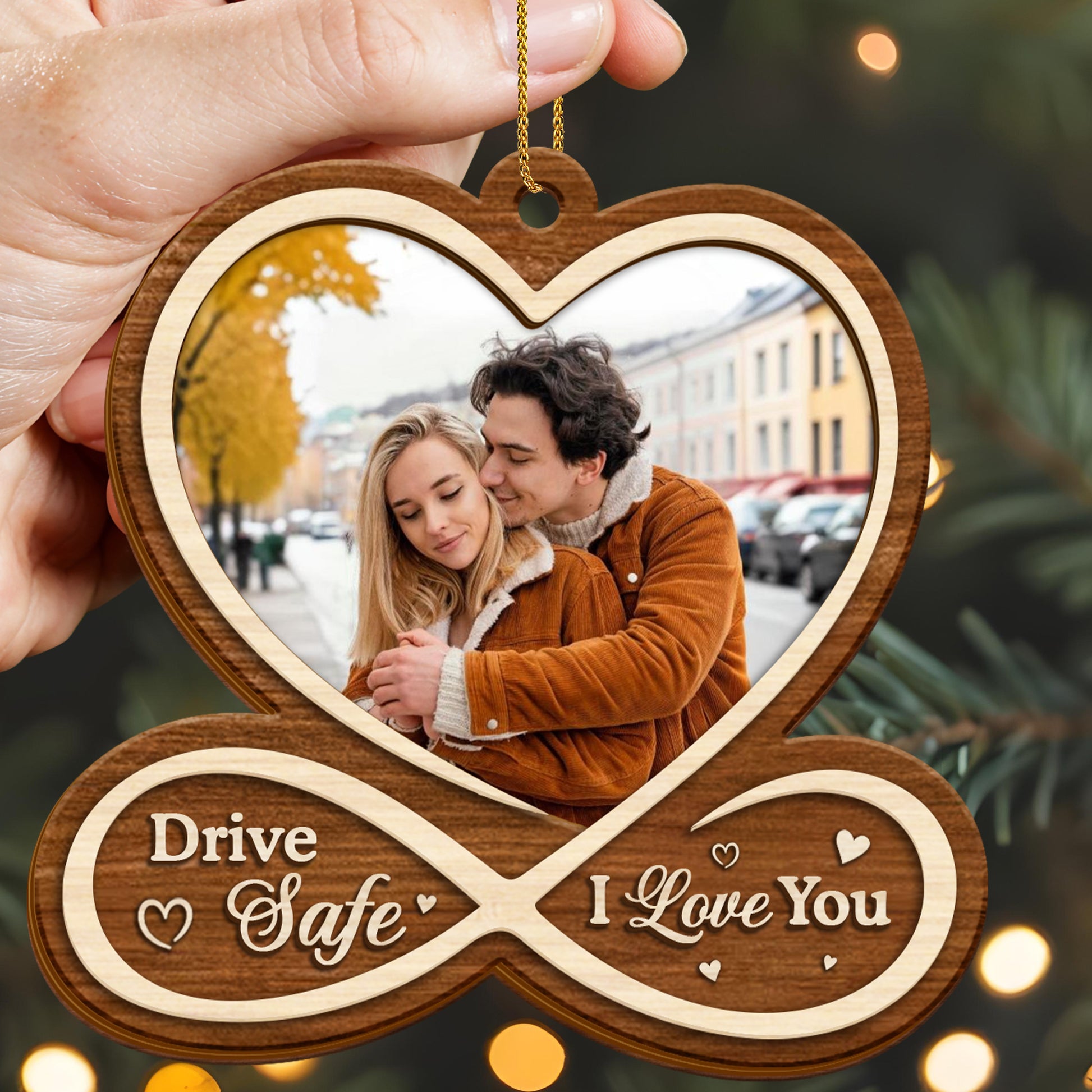 Infinity Love And Safe Travel Custom Wood Ornament
