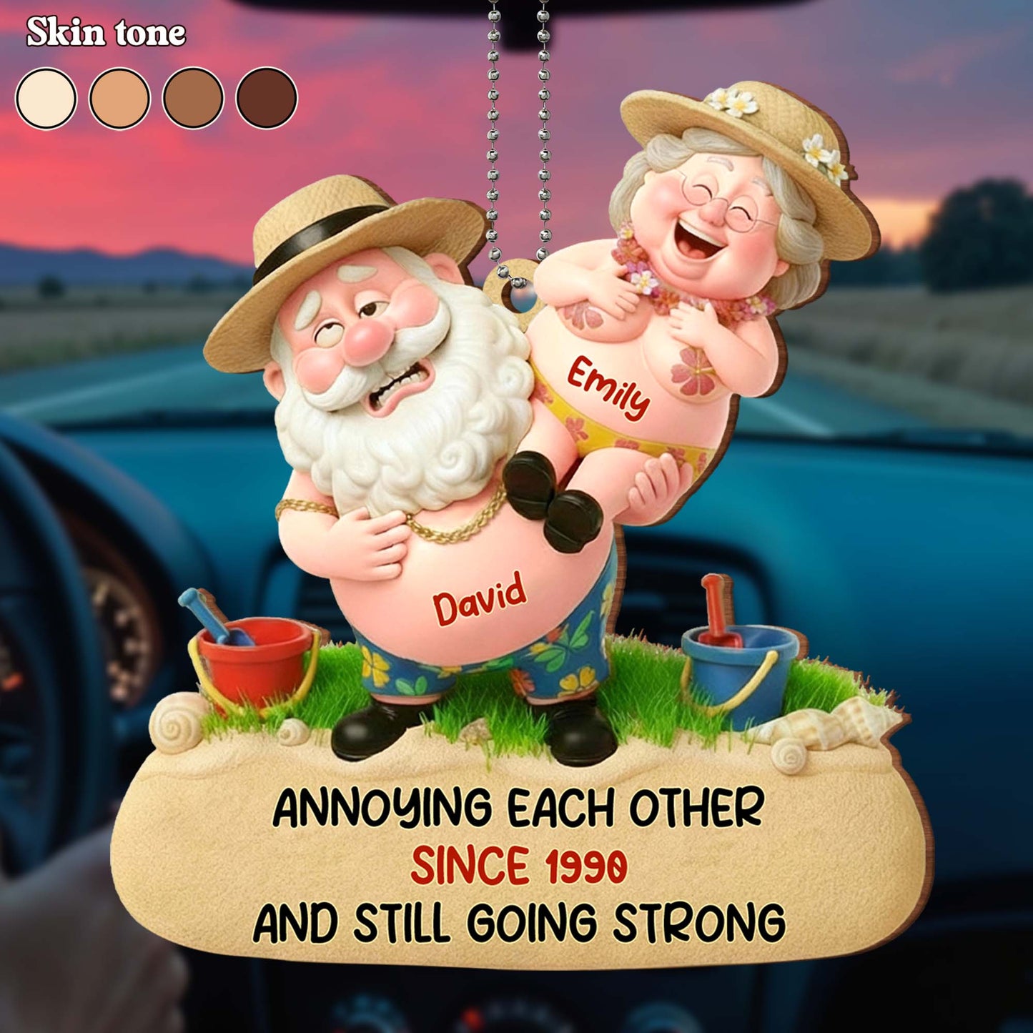 Annoying Each Other And Still Going Strong, Elderly Couple On Beach