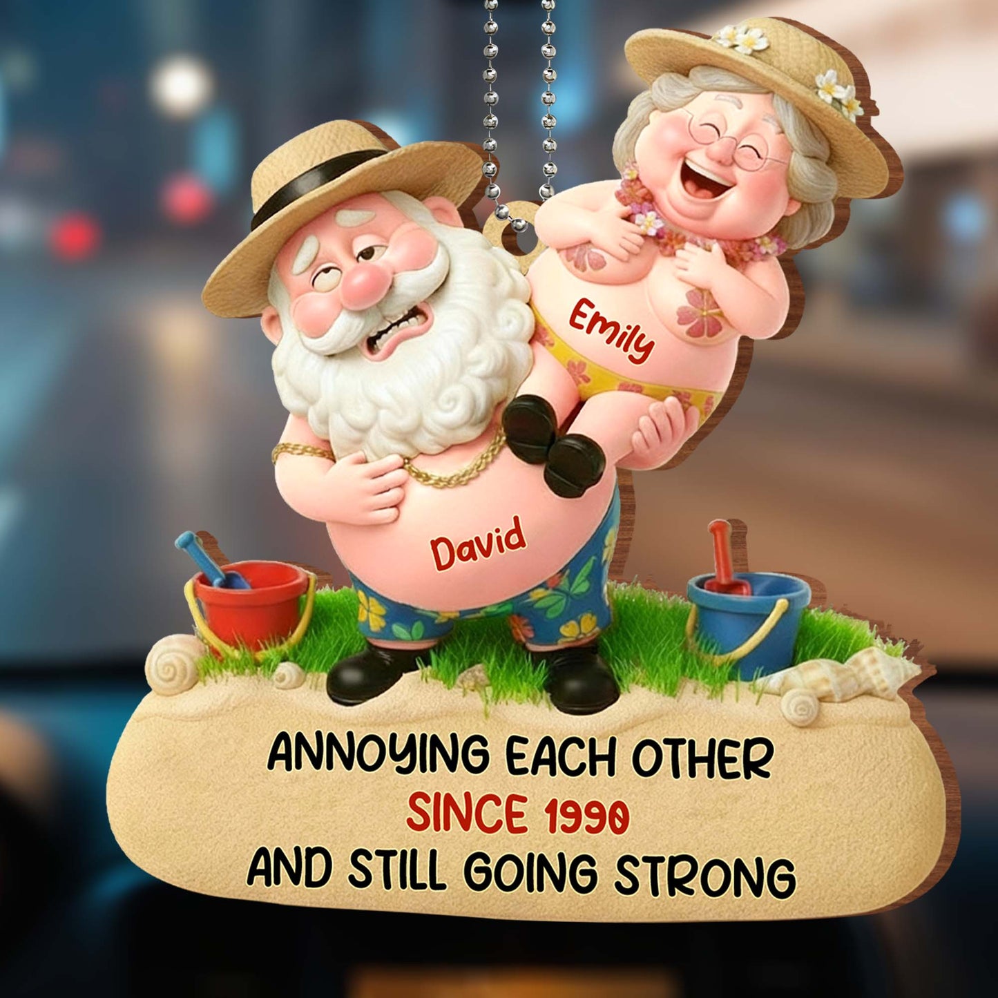 Annoying Each Other And Still Going Strong, Elderly Couple On Beach