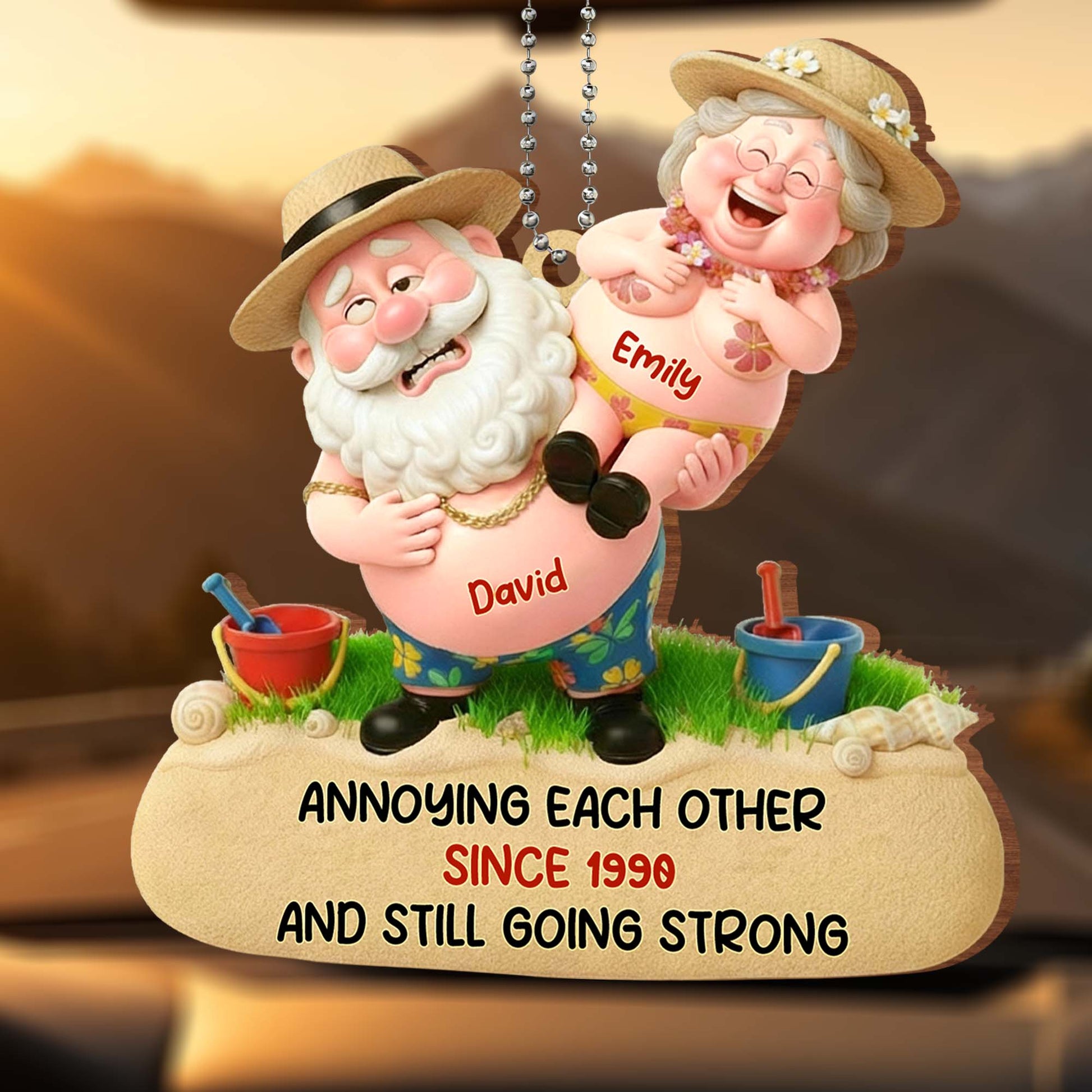 Annoying Each Other And Still Going Strong, Elderly Couple On Beach