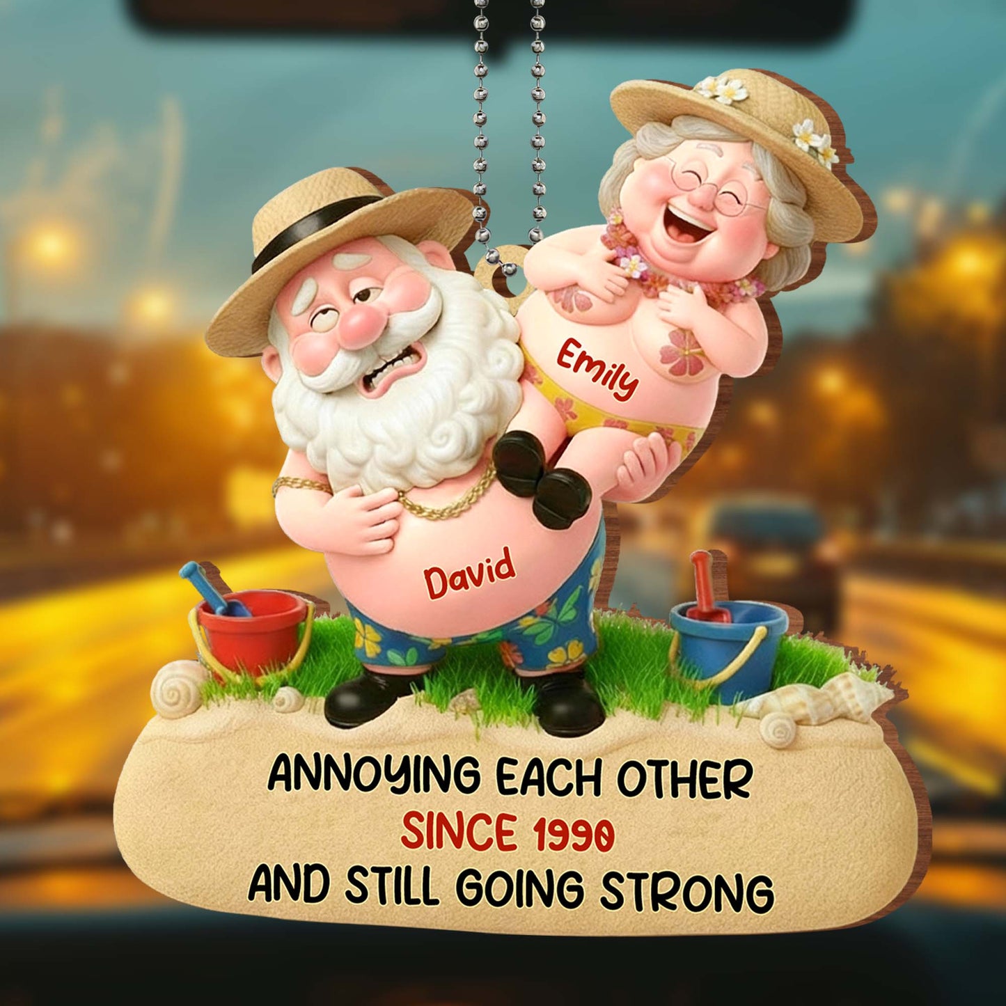 Annoying Each Other And Still Going Strong, Elderly Couple On Beach