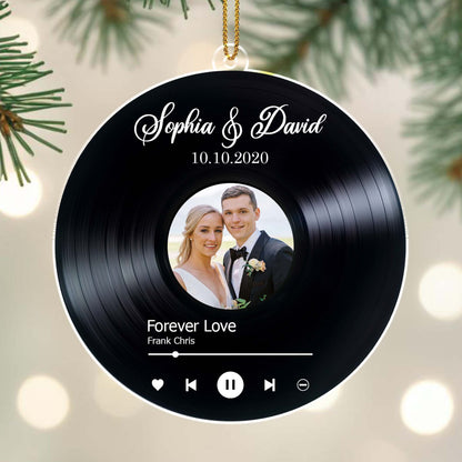 Forever Love Vinyl Record With Couple Photo - Personalized Custom Acrylic Ornament, Christmas Gift - CPL110_ACO
