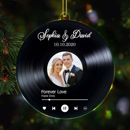 Forever Love Vinyl Record With Couple Photo - Personalized Custom Acrylic Ornament, Christmas Gift - CPL110_ACO