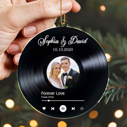 Forever Love Vinyl Record With Couple Photo - Personalized Custom Acrylic Ornament, Christmas Gift - CPL110_ACO