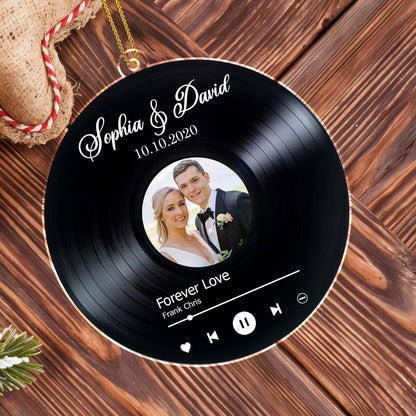 Forever Love Vinyl Record With Couple Photo - Personalized Custom Acrylic Ornament, Christmas Gift - CPL110_ACO