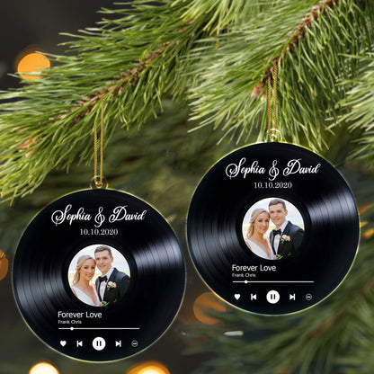 Forever Love Vinyl Record With Couple Photo - Personalized Custom Acrylic Ornament, Christmas Gift - CPL110_ACO