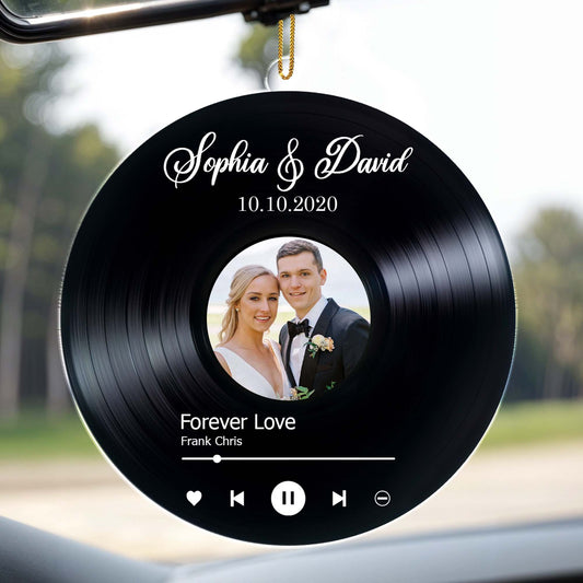 Forever Love Vinyl Record With Couple Photo - Personalized Custom Acrylic Ornament, Christmas Gift - CPL110_ACO