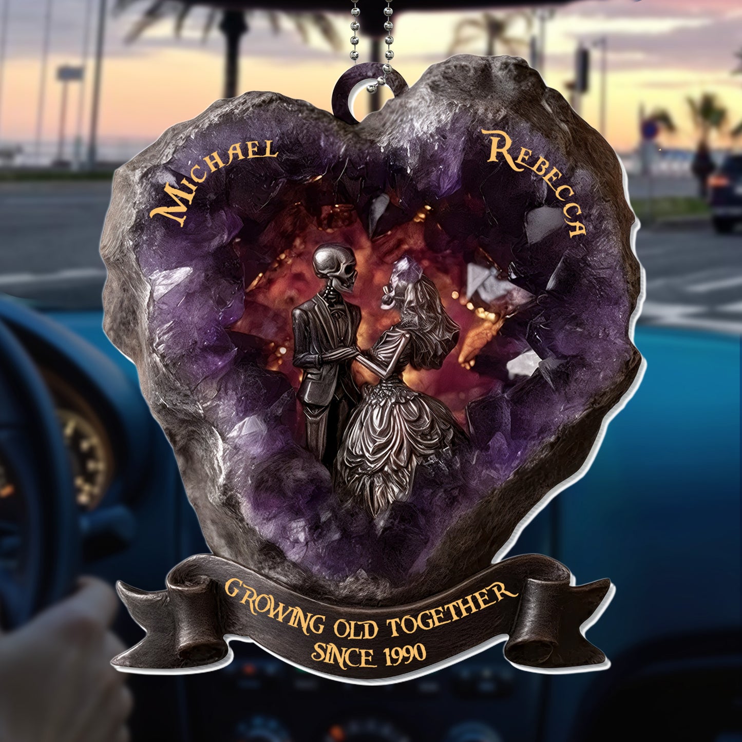 Growing Old Together, Heart With Couple And Crystals