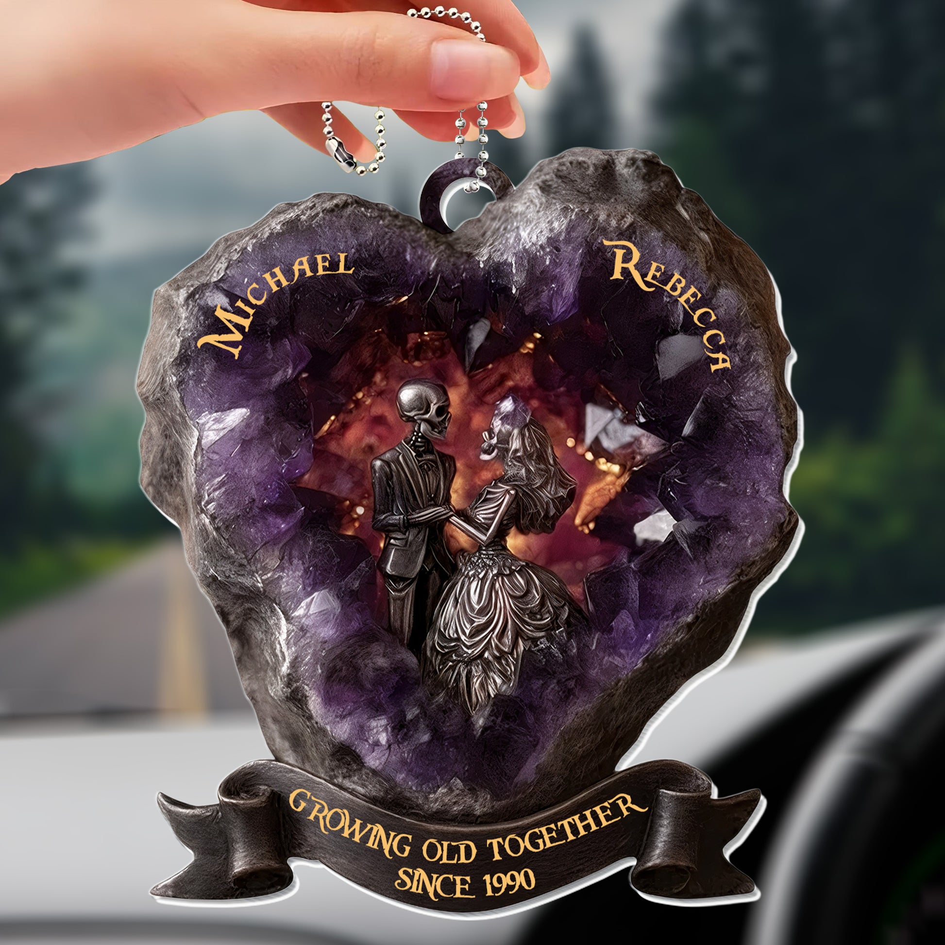 Growing Old Together, Heart With Couple And Crystals