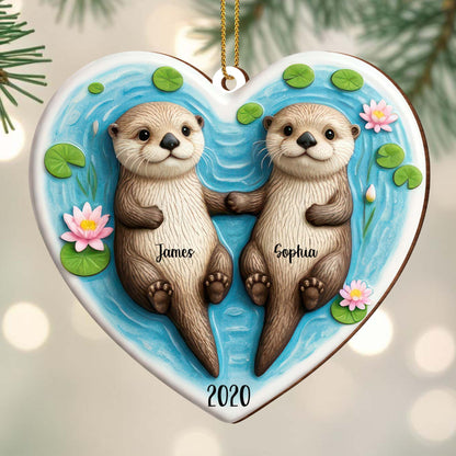 Shared Moments In Love Otter Heart Ornament