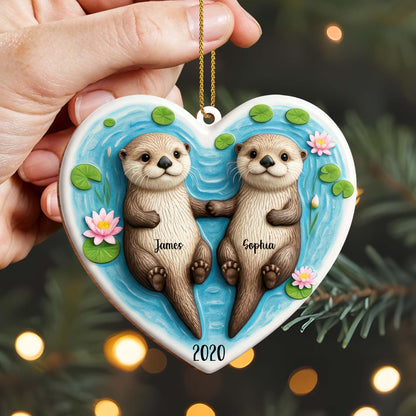 Shared Moments In Love Otter Heart Ornament